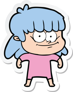 Bir insan tarafından çizilmiş gülümseyen bir karikatür çıkartması.