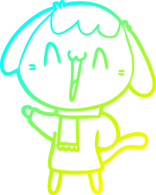 Bir insan tarafından çizilmiş şirin bir çizgi köpeğin soğuk gradyan çizgisi.