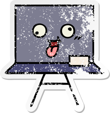 Sevimli bir karikatür tahtası insan tarafından çizilmiş sıkıntılı bir çıkartma.