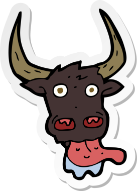 Bir insan tarafından çizilmiş bir inek suratının çıkartması.