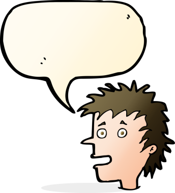 Bir insan tarafından çizilmiş konuşma balonu olan heyecanlı bir çocuk.