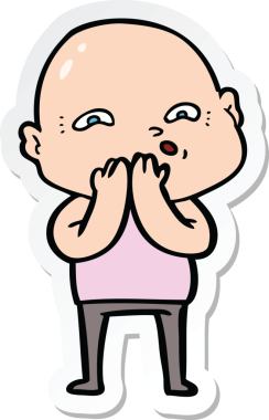 Bir insan tarafından çizilmiş gergin bir adamın çıkartması.