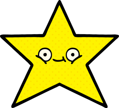 Bir insan tarafından çizilmiş bir altın yıldızın çizgi filmi.