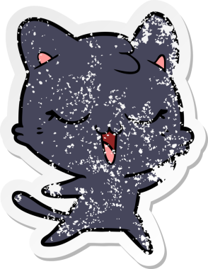 Bir insan tarafından çizilmiş mutlu çizgi film kedisinin sıkıntılı çıkartması.