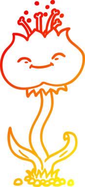 Bir insan tarafından çizilmiş sevimli bir karikatür çiçeğinin sıcak çizgi çizimi