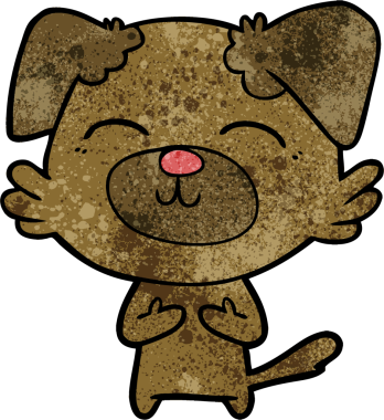 Bir insan tarafından çizilmiş çizgi film köpeği.