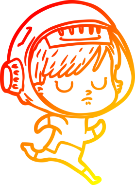 Bir insan tarafından çizilmiş bir astronot kadın çizgi çizimi.