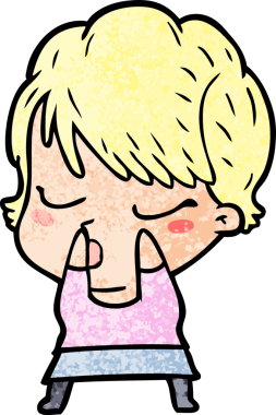 Bir insan tarafından çizilmiş gözleri kapalı çizgi film kadını.