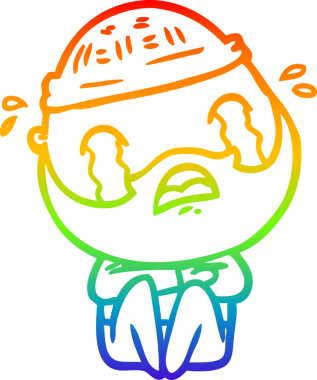 Bir insan tarafından çizilmiş ağlayan sakallı bir adamın çizimi.