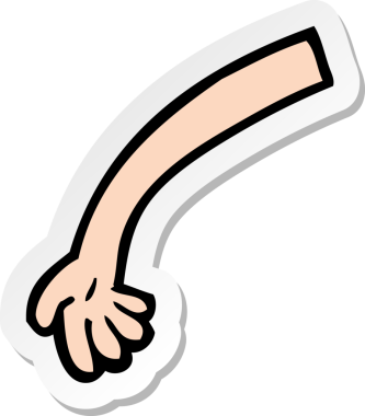 Bir insan tarafından çizilmiş bir karikatür kolunun çıkartması.