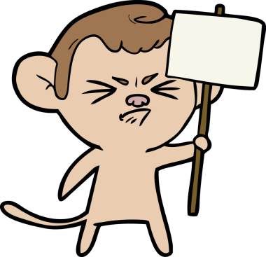 Bir insan tarafından çizilmiş kızgın maymun çizgi filmi.