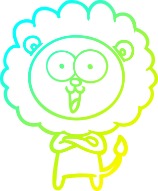 Bir insan tarafından çizilmiş mutlu çizgi film aslanı çizimi.