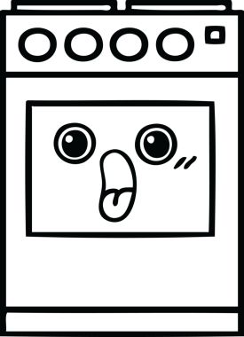 Bir insan tarafından çizilmiş bir mutfak fırınının çizgi çizimi