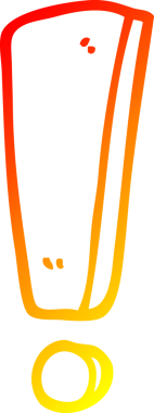 Bir insan tarafından çizilmiş bir çizgi film ünlem işaretinin sıcak çizgi çizimi