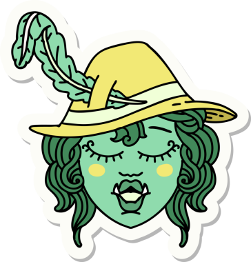 Bir insan tarafından çizilmiş Ork ozan karakterinin çıkartması