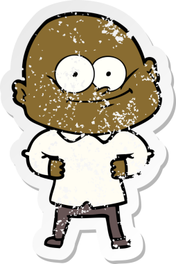 Bir insan tarafından çizilmiş kel bir adamın sıkıntılı çıkartması.