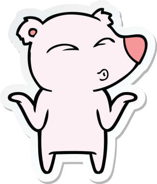 Bir insan tarafından çizilmiş bir ayının çıkartması.