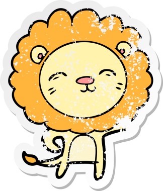 Bir insan tarafından çizilmiş karikatür aslanının sıkıntılı çıkartması.