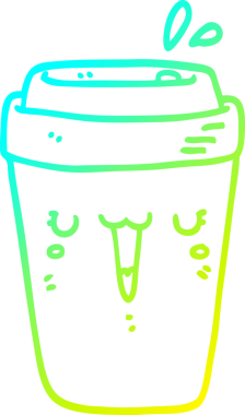 Bir insan tarafından çizilmiş bir kahve fincanının soğuk gradyan çizimi