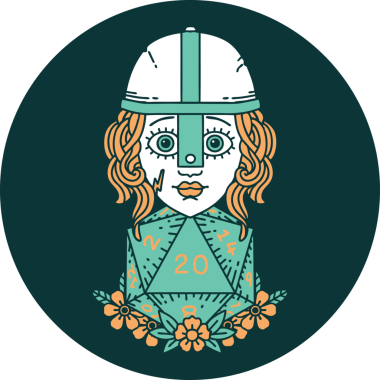 Bir insan tarafından çizilmiş 20 D20 zarlı insan dövüşçüsü simgesi