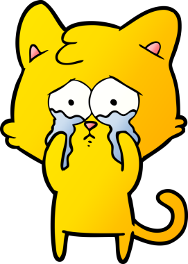 Bir insan tarafından çizilmiş ağlayan kedi çizgi filmi.