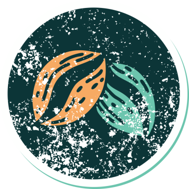 Bir insan tarafından çizilmiş kahve çekirdeğinin sembolik dövmeli görüntüsü.