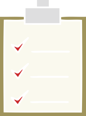 Bir insan tarafından çizilmiş bir kontrol listesinin düz renk retro karikatürü