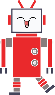 Bir insan tarafından çizilmiş düz renkli bir robot karikatürü