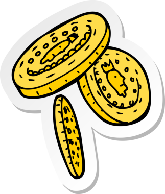 Bir insan tarafından çizilmiş bir karikatür parasının etiketi.