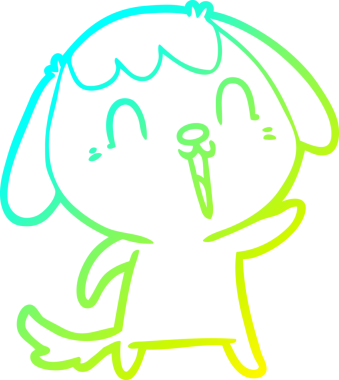 Bir insan tarafından çizilmiş şirin bir çizgi köpeğin soğuk gradyan çizgisi.