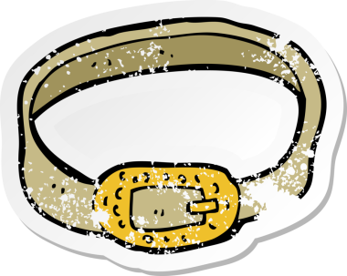 Bir insanın çizdiği karikatür kemerinin gerilimli retro yapıştırması.