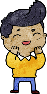 Bir insan tarafından çizilmiş gülen çizgi film adamı.