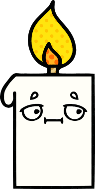 Bir insan tarafından çizilmiş çizgi roman tarzı yanan mum.