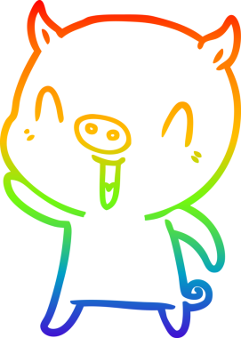 gökkuşağı gradyan çizimi mutlu çizgi domuz çizimi bir insan tarafından çizilmiş