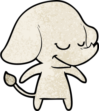 Bir insan tarafından çizilmiş gülümseyen bir fil.