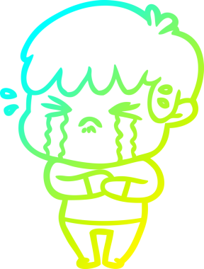 Bir insan tarafından çizilmiş ağlayan çizgi film çocuğu çizimi.