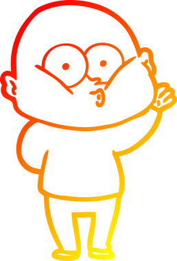 Bir insan tarafından çizilmiş kel bir adamın sıcak çizgi çizimi.