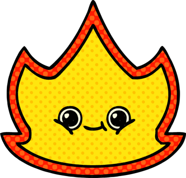 Bir insan tarafından çizilmiş çizgi roman tarzı bir ateş.