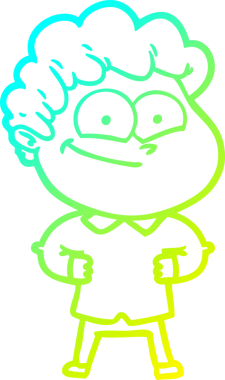 Bir insan tarafından çizilmiş mutlu bir adamın soğuk çizgi çizimi.