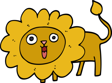 karikatür mutlu aslan bir insan tarafından çizilmiş