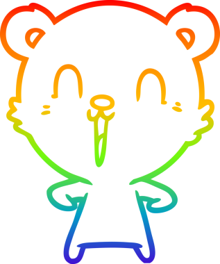 Bir insan tarafından çizilmiş mutlu bir kutup ayısının gökkuşağı gradyanı çizimi