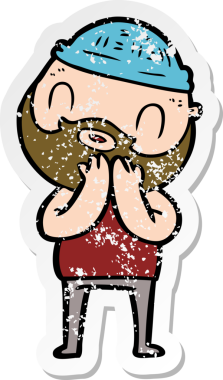 Bir insan tarafından çizilmiş sakallı bir adamın sıkıntılı çıkartması.