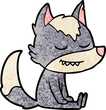 Bir insan tarafından çizilmiş dost canlısı çizgi film kurdu.