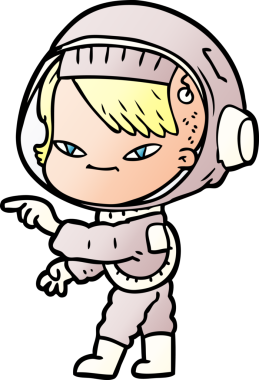 Bir insan tarafından çizilmiş astronot kadın.