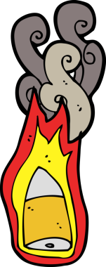 Bir insan tarafından çizilmiş alevli bir mermi.