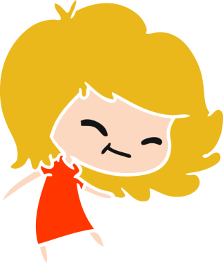 Bir insan tarafından çizilmiş tatlı bir kawai kızının serbest çizimi.