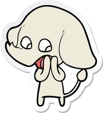 Bir insan tarafından çizilmiş şirin bir fil çıkartması.