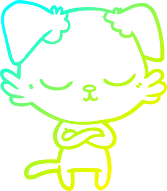 Bir insan tarafından çizilmiş şirin bir çizgi köpeğin soğuk gradyan çizgisi.