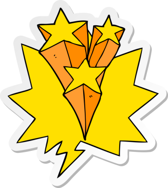 Bir insan tarafından çizilmiş baloncuk çıkartmalı çizgi film yıldızları kayıyor.