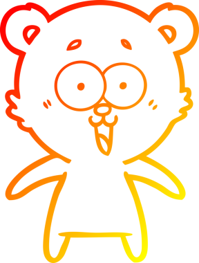 Bir insan tarafından çizilmiş gülen oyuncak ayının sıcak çizgi çizimi.